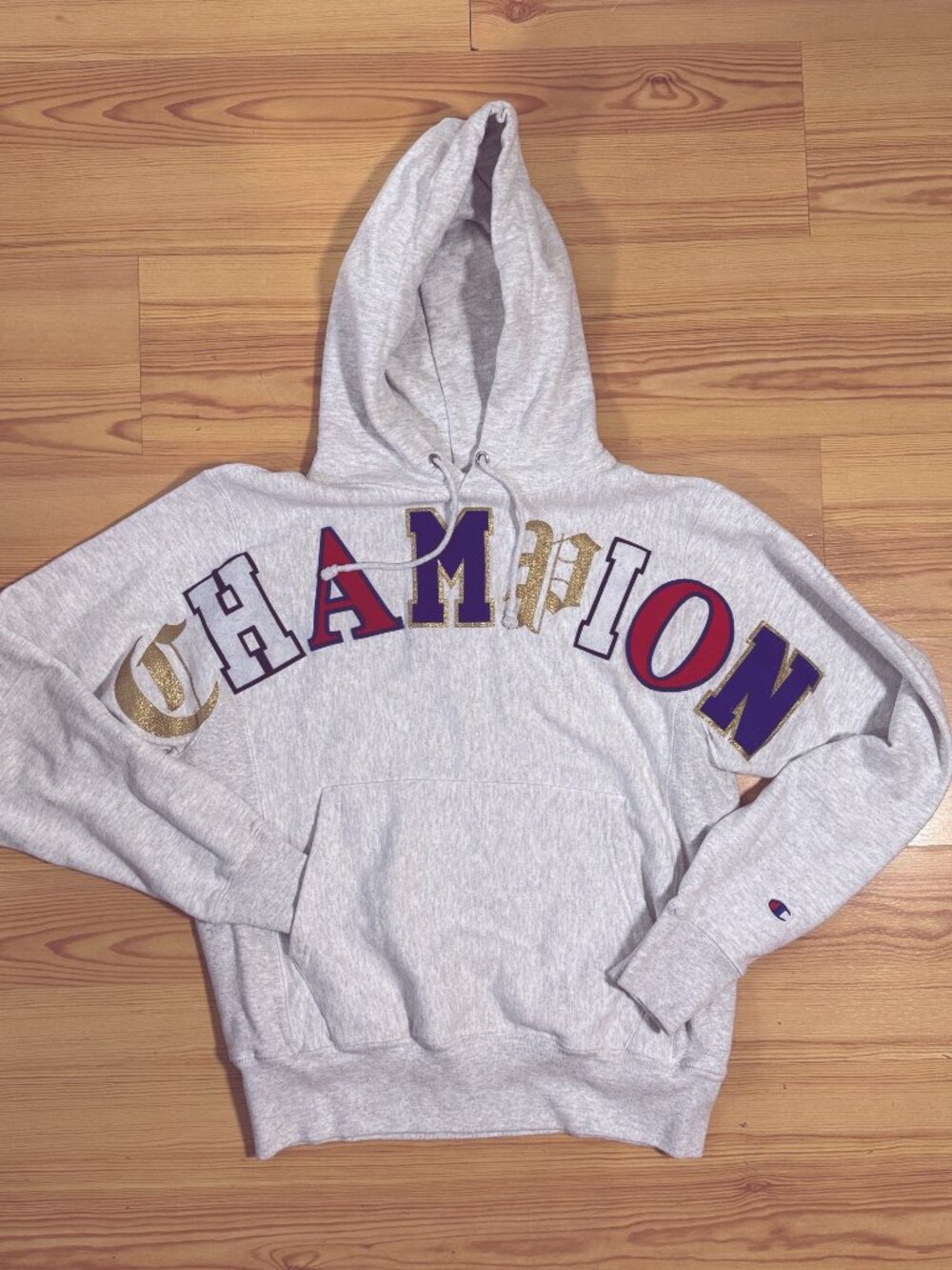 Champion Reverse Weave Pullover Hoodie Sweatshirt Gray Mens Size Small